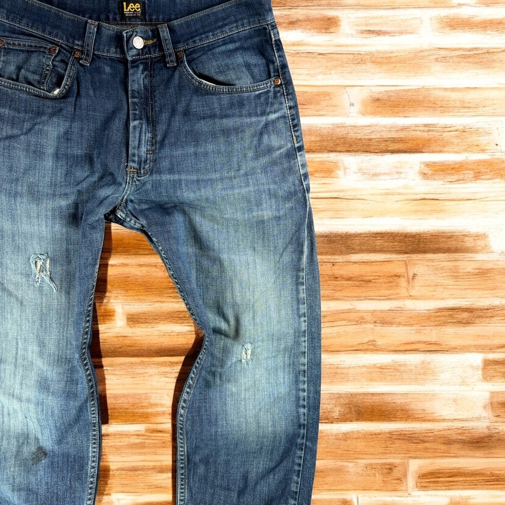Lee Jeans Men 32x32 Premium Select‎ Regular Fit Blue Denim Whiskered